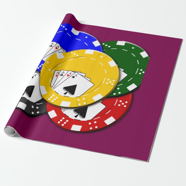 Papel De Presente Ficha de Poker (Desenrolado)