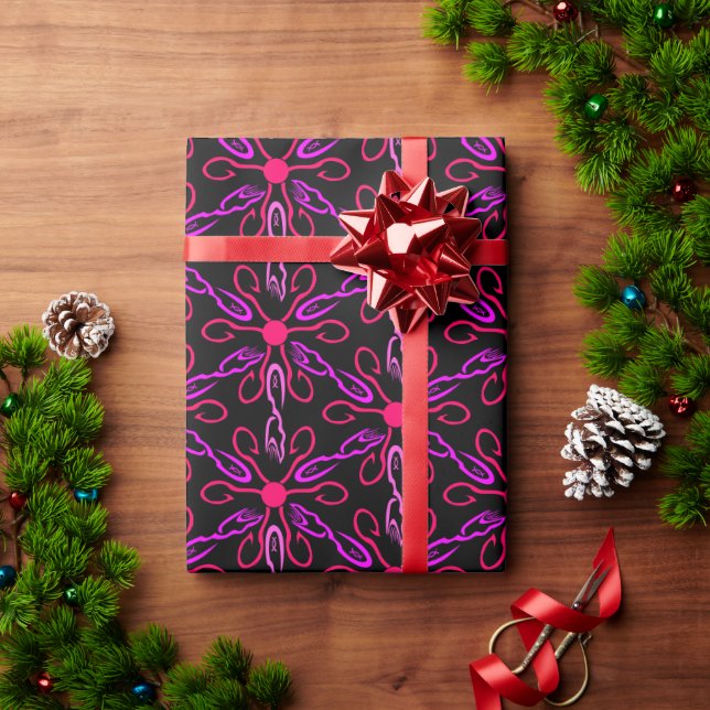 Papel De Presente Ficheiros Rosa e Prato de Peixe Roxo (Presente de Natal)