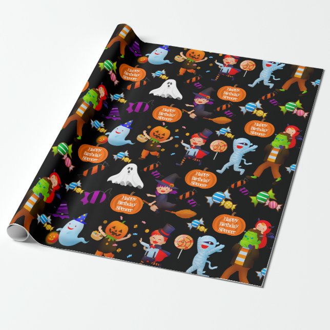 Papel De Presente Figurinos de Halloween Personalizados (Desenrolado)