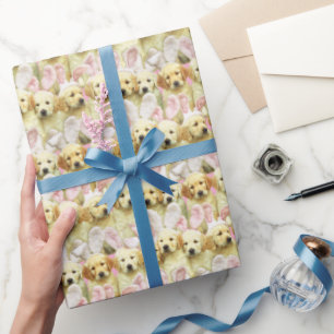 Papel De Presente Fila de Coelhinhos Cachorrinhos