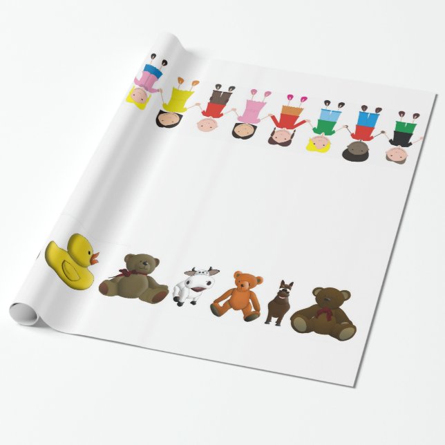 Papel De Presente Fila Infantil (Desenrolado)
