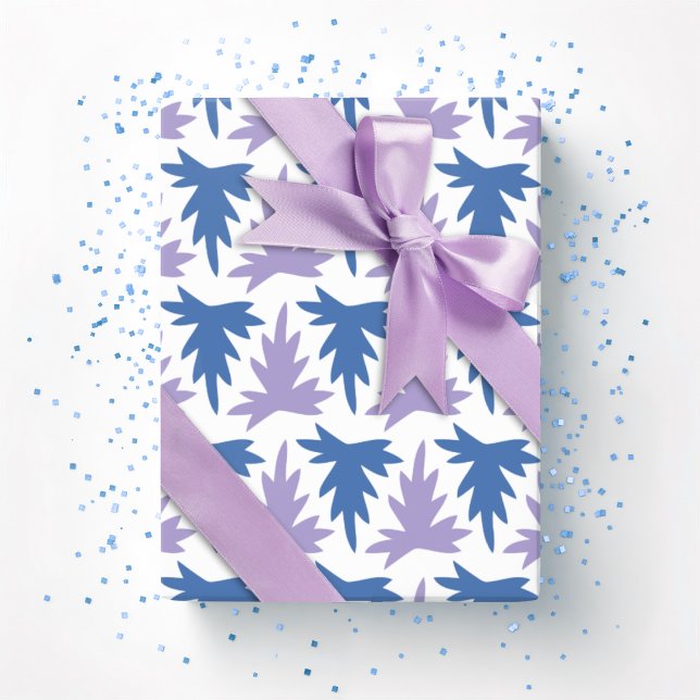 Papel De Presente Fileira de Acanto em Azul e Roxo (Criador carregado)