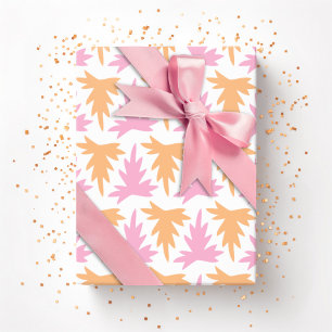 Papel De Presente Fileira de Acanto em Rosa e Laranja
