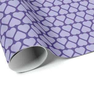 Papel De Presente Fileiras Simples de Pequenos Corações de Lavanda e