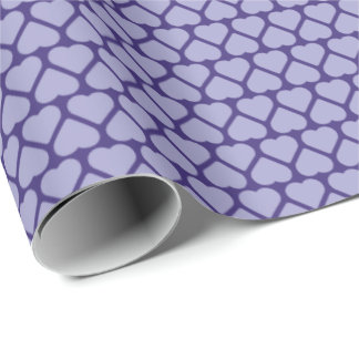 Papel De Presente Fileiras Simples de Pequenos Corações de Lavanda e