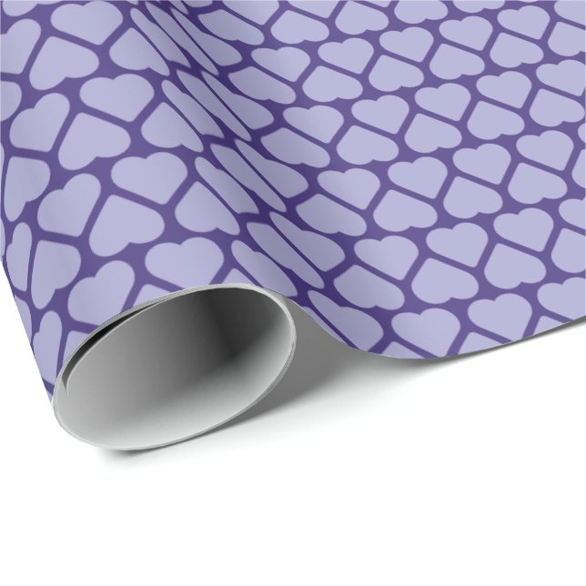 Papel De Presente Fileiras Simples de Pequenos Corações de Lavanda e (Ponta do rolo)