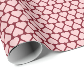 Papel De Presente Fileiras Simples de Pequenos Corações Rosas em Ver
