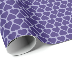Papel De Presente Fileiras Simples de Pequenos Corações Roxos em Lav