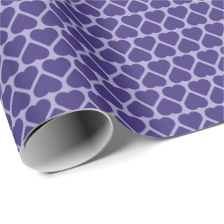 Papel De Presente Fileiras Simples de Pequenos Corações Roxos em Lav