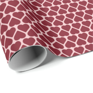 Papel De Presente Fileiras Simples de Pequenos Corações Vermelhos em