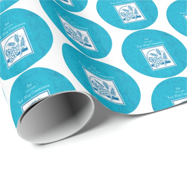 Papel De Presente Filho, Primeira Comunhão, Trigo, Uva Azul (Ponta do rolo)