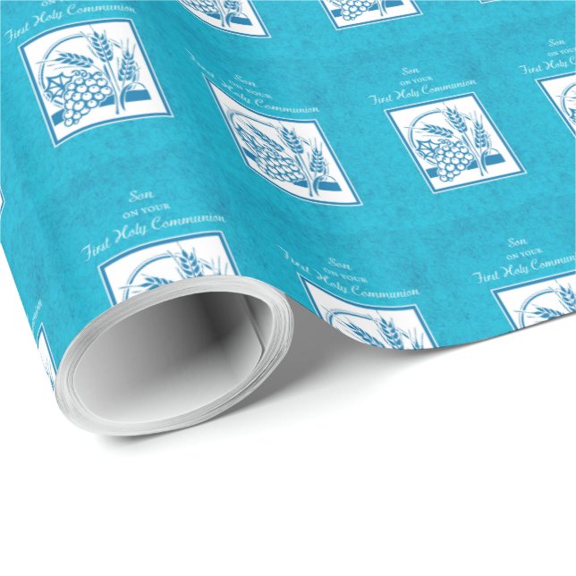 Papel De Presente Filho, Primeira Comunhão, Trigo, Uva Azul (Ponta do rolo)