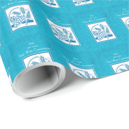 Papel De Presente Filho, Primeira Comunhão, Trigo, Uvas Azuis