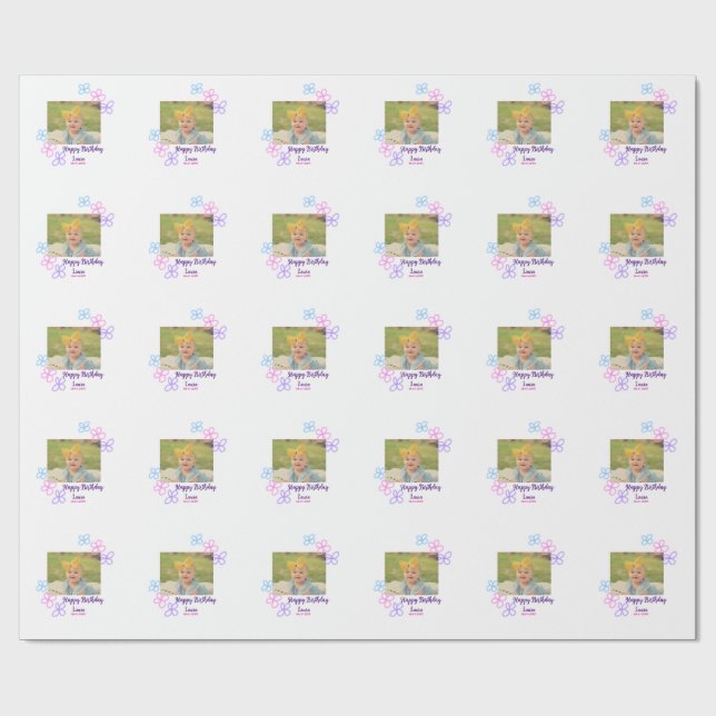 Papel De Presente Filhos bebês primeiro aniversario adicionar nome d (Aberto)