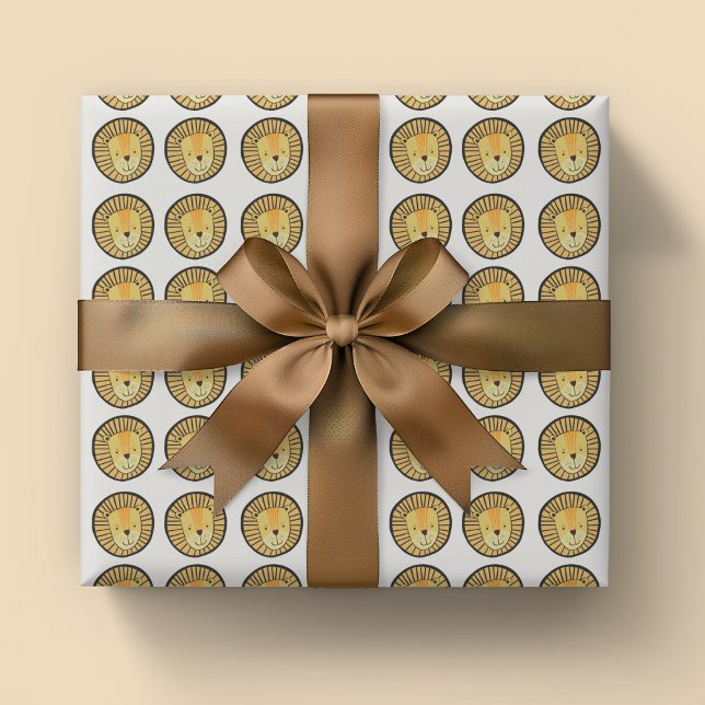 Papel De Presente Filhos Cachorros Lion Selgle (Lion head wrapping paper ideal for kids birthday parties)