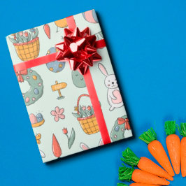 Papel De Presente Filhos de Padrão de Primavera de Páscoa Coloridos