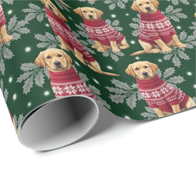 Papel De Presente Filhote Clássico de Labrador Amarelo com Pata de M (Ponta do rolo)
