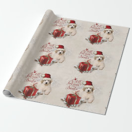 Papel De Presente Filhote de cachorro do Xmas de grandes Pyrenees