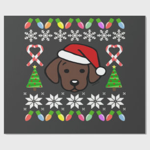Papel De Presente Filhote de Labrador Chocolate de Natal Papai Noel 