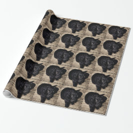Papel De Presente Filhote de Labrador Retriever Preto na Madeira