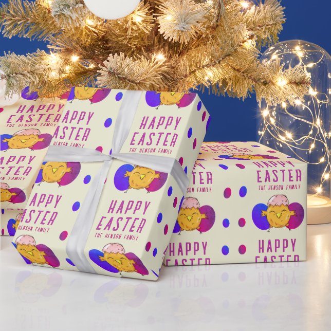 Papel De Presente Filhote de Páscoa Fofo e Ovos Feliz Feriado de Pás (Feriados)