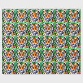 Papel De Presente Filhote de tigre botânico ousado