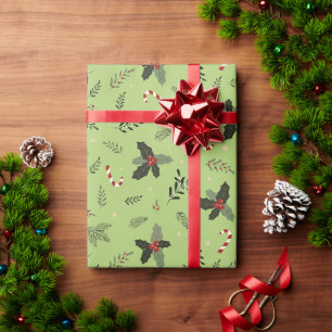 Papel De Presente Filiação de pinheiro da árvore de Natal Holly Berr