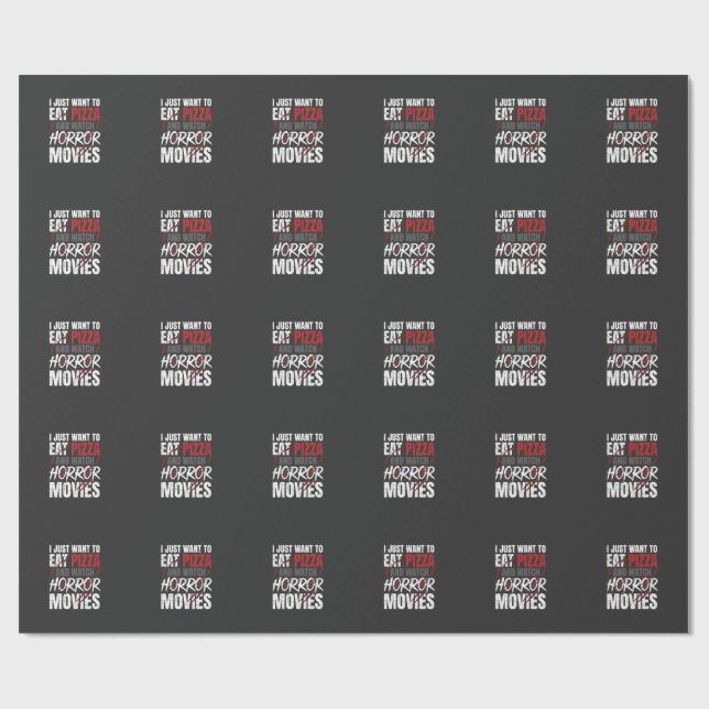 Papel De Presente Filmes de Terror de Pizza Design de Halloween_1 (Aberto)
