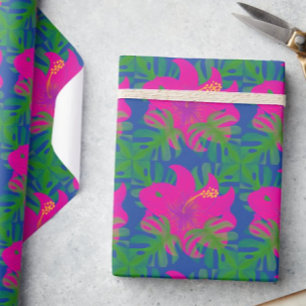 Papel De Presente Filodendro Hibisco Tropical