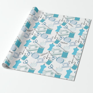 Papel De Presente Filtros de Tema de Costura Azul