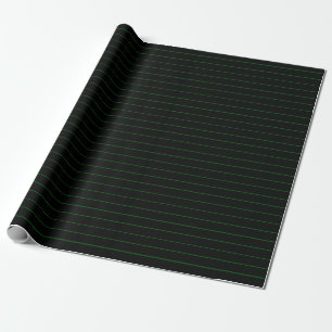 Papel De Presente Finos Green Stripes em Black Party ou Natal