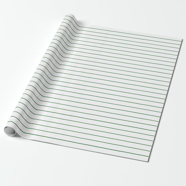 Papel De Presente Finos Green Stripes em White Party ou Natal (Desenrolado)