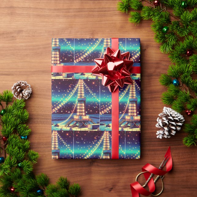 Papel De Presente Fio De Gás De Petróleo Com Luzes De Natal (Presente de Natal)