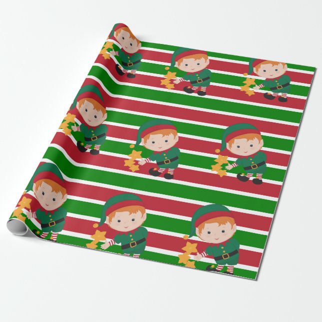 Papel De Presente Fio Vermelho e Verde Bonito é Natal (Desenrolado)