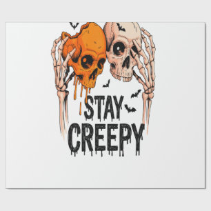 Papel De Presente Fique Assustador PNG, Halloween de Caveira Retro