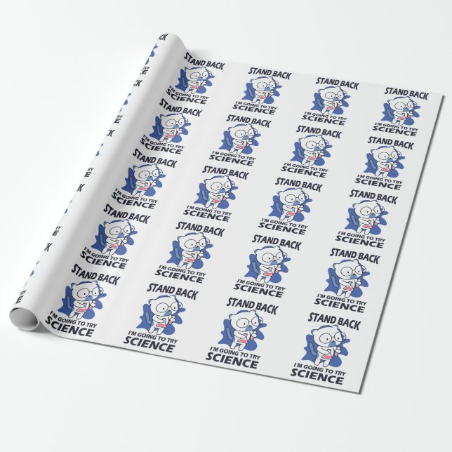 Papel De Presente Fique de Pé - Adorável Cientista Felino Experiment (Desenrolado)