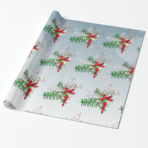 Papel De Presente Fir Twigs E Canas Doces