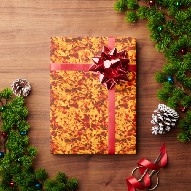 Papel De Presente Fired Up – Bold Flame Texture (Presente de Natal)