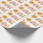 Papel De Presente First Birthday Watercolor Sun and Rainbow Boho<br><div class="desc">Cute watercolor boho sun and rainbow wrapping paper</div>