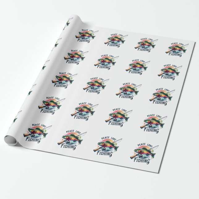 Papel De Presente Fisher Gift Peace Love Fisheries (Desenrolado)