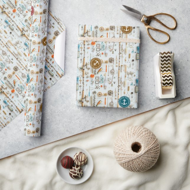 Papel De Presente Fisherman’s Deck Wrapping Paper (Artesanato)