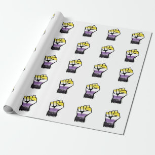 Papel De Presente Fist de Protesto de Orgulho Não-Binário