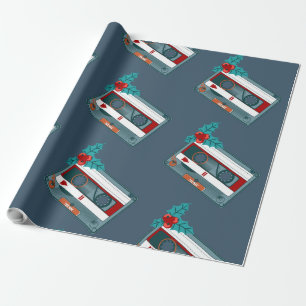 Papel De Presente fita cassete de música de natais vintages