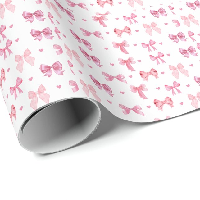 Papel De Presente Fita Cinzenta Cintilante de Padrões Cor-de-Rosa (Ponta do rolo)