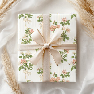 Papel De Presente Fita de Aquarela Rosa Pastel Elegante