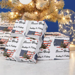 Papel De Presente Fita de Botão de Chapéu de Camisola-T de Caça e Pe