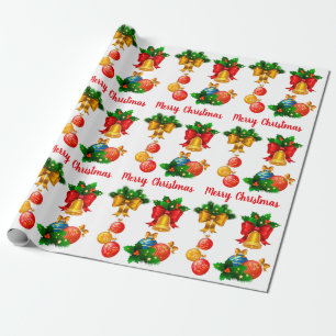 Papel De Presente Fita de Natal, Bell & Balls