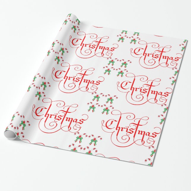 Papel De Presente Fita Verde Canela de Palha Vermelha de Natal (Desenrolado)