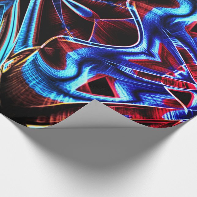 Papel De Presente Fitas bem torcidas, sulcos azuis e vermelhos (Ponta)