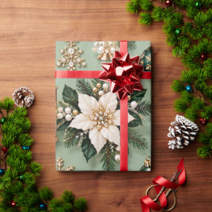 Papel De Presente Fitas de Natal Esmeralda Verde Oliva